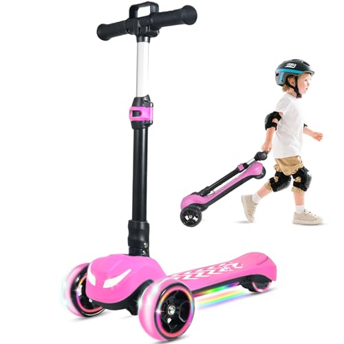 Electric Scooter for Kids Ages 3-12, Full Body Lights Up, Stickers, Wide Deck, 3...