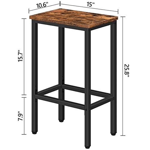 MAHANCRIS Bar Stools, Set of 2 Bar Chairs, Kitchen Breakfast Bar Stools with Footrest, 25.8" Dining Stools, Rectangular Industrial Bar Chairs, for Dining Room, Kitchen,Rustic Brown BAHR0101Z