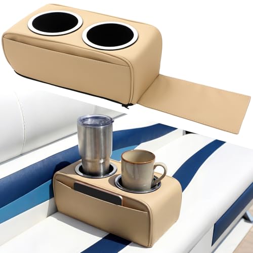 Tallew 2 Pack Boat Seat Cup Holder 11 x 6 x 4 Inch Boat Cup Holder Pontoon Double Drink Holders with Stainless Steel Side Pocket Boats Accessories Boats Storage Organizer for Fishing Outdoor