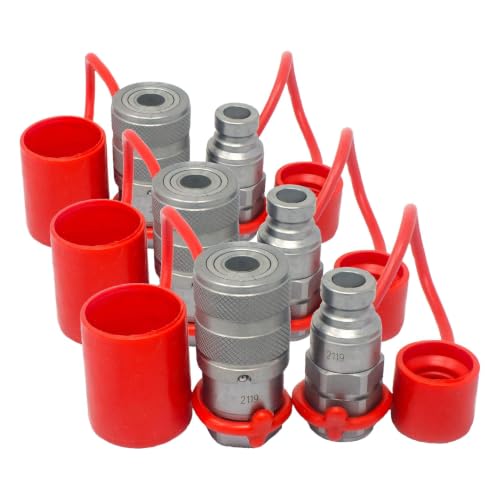 Image of Summit Hydraulics 1 /4 inch NPT Flat Face Hydraulic Quick Connect Coupler Set w /Dust Caps (Pack of 3)