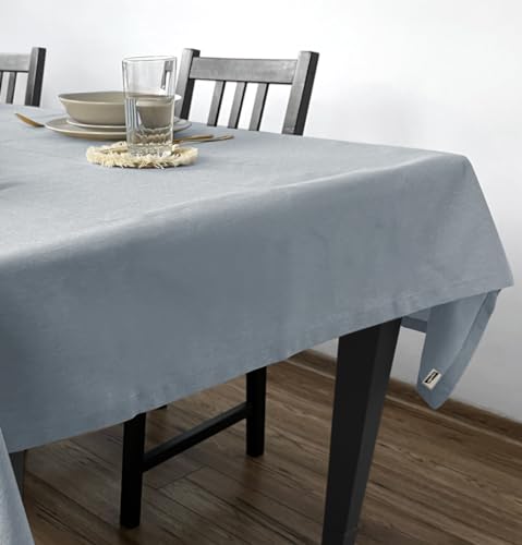 Rollmayer Hersteller Tischdecke Tischtuch Tischwäsche Gastronomie Kollektion Velvet Uni einfarbig pflegeleicht waschbar(Hellgrau 218, 140x220cm) Größe & 5 Farben wählbar, für Wohnungen und Hotels