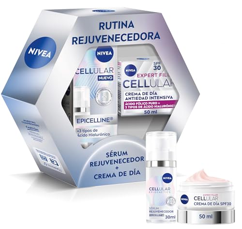 NIVEA Pack Cellular Epigenetics Cuidado facial Antiedad - Serum Facial Rejuvenecedor con Epicelline 30ml + Crema de Día FP30 - Revierte la Edad de la Piel