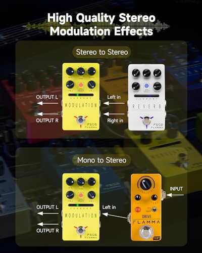 Image of FLAMMA FS05 Multi Modulation Pedal Electric Guitar Stereo Effects Pedal with 7 Storable Slots 11 Modulation Effects True Bypass