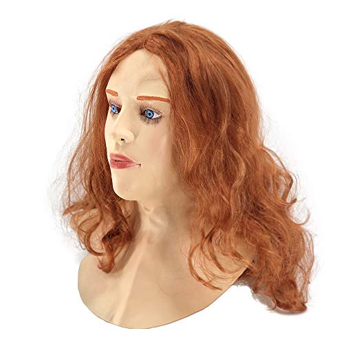 Halloween Latex Mask Realistic Scarlet Female Woman Face Crossdressing Girl Sissy