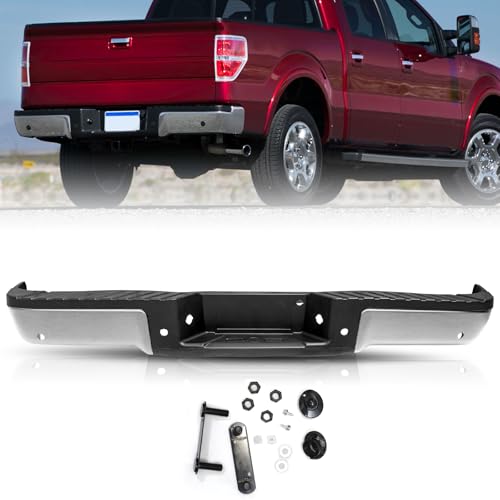 TUSDAR Rear Bumper Assembly Fits for 2009-2014 Ford F-150 WITH Sensor Holes W/O Tow Hitch Back Bumper Chrome FO1103166