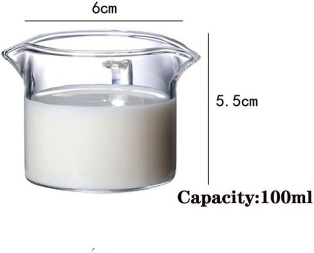 Gravy Boat Sauce Jug Double Mouth Milk Jugs Small Glass Milk Cup Espresso Mug Resistant Glass Milk Sharing Cup Coffee Mugs (Color : Clear)