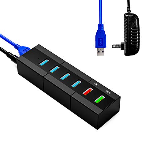 6 Port USB Hub 3.0 K&ZZ 24W USB Hub Powered with 4 High