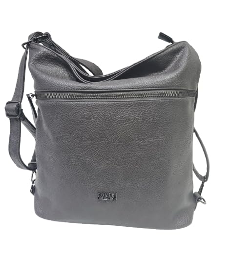 COVERI COLLECTION Bolso de hombro convertible en mochila de mujer de ecopiel, con cremallera decorativa bolsillo frontal. Dimensiones 32 x 35 x 13 cm ART.8000-10. Producto original Coveri, gris, M
