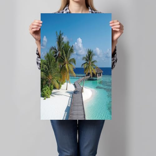 Renueva tu pasillo o cocina con este cuadro de lienzo tropical de 60x90 cm con cocoteros