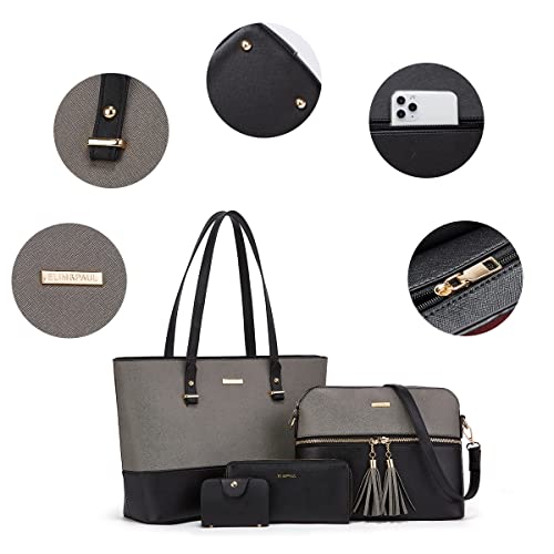 Image of Women Fashion Synthetic Leather Handbags Tote Bag Shoulder Bag Top Handle Satchel Purse Set