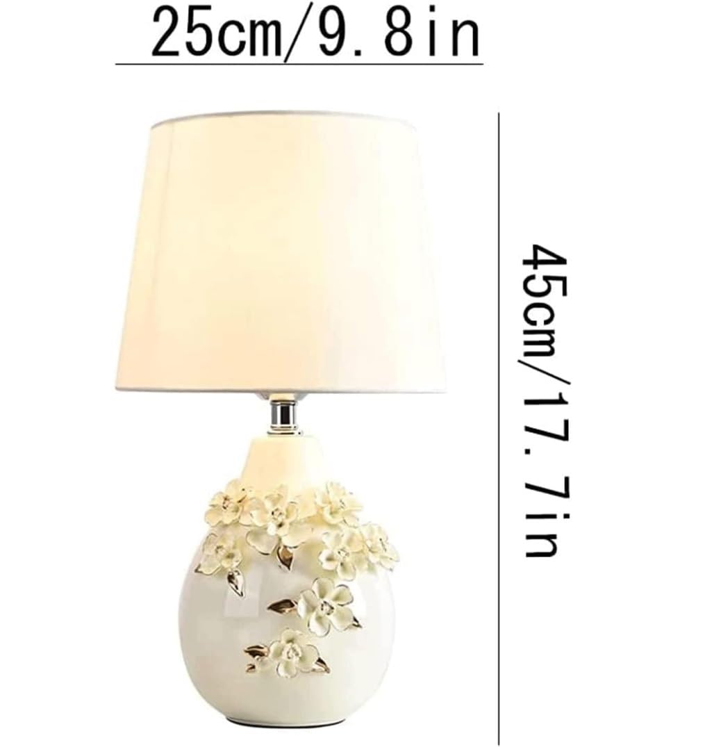 Lampka Nocna Trójwymiarowa Rzeźbiona Ceramiczna Lampka Nocna Lampka Na Biurko Lampka Nocna Prosta, Elegancka Lampa Stołowa Lampy Stołowe (Color : Push Button Switch, Size : 25cm*45cm)