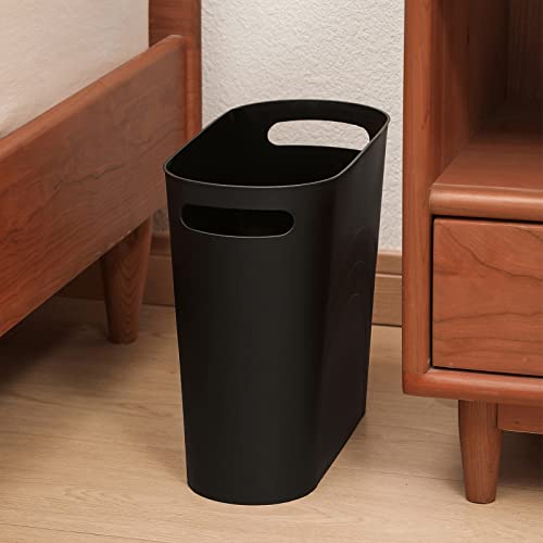 Zoocatia Small Trash Can Garbage Can Container Bin With Handles 3 Gallons Plastic Wastebasket For Bathrooom, Bedroom, Office, Kitchen, Laundry Room, Dorm Room - Black #TOP2