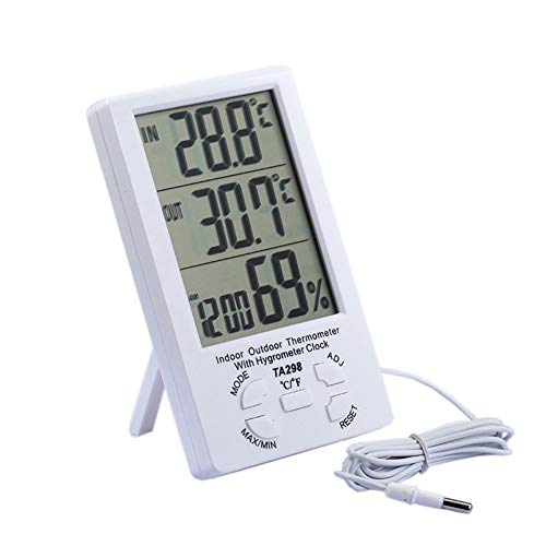 Thermometer-Hygrometer LCD Digital Indoor Outdoor Hygrometer-Feuchtigkeits-Min/Max Wert 1,5 m Sensordraht für Home Office