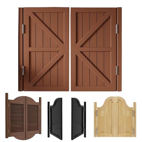 Puerta Batiente 2 Hojas Puertas de Media Cintura de Madera Cierre Automático Puerta Vaiven para Interiores Entrada Salón Oficina W70-150cm Personalizable