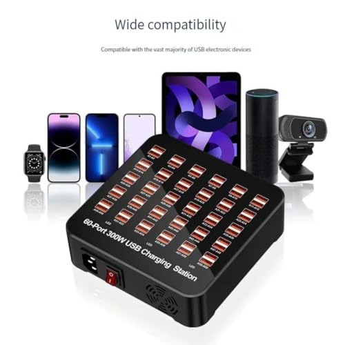 Image of Smart 60 Ports USB Hub Charging Station Power Outlet Multi Port Speed Dock Charger Suitable for Hotels, Shops, Schools, Shopping Mall and Travel - Black (60 USB Port)