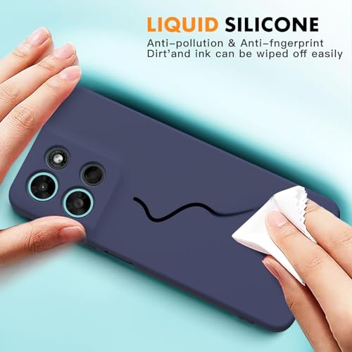 Image of DIZORO Microfiber Candy Case for Motorola G57 Power 5G Smooth Touch Cushion Liquid Soft Silicone Gel Rubber Phone Cases Non-Slip Full Body Protective Shockproof Back Cover -Navy
