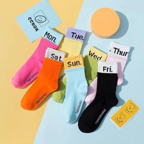 Days of the Week Socks, Monday to Sunday Sports Socks for Men & Women, Breathable Cotton Mid-Tube Casual Stockings3