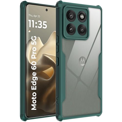 Image of A rtistque Transparent Back Cover Case for Motorola Moto Edge 60 Pro | Acrylic Armor | Anti-Drop | Shockproof TPU Edge | Moto Edge 60 Pro Back Cover - Green