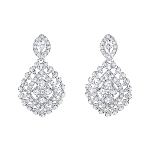 Image of Atasi International Silver Plated White Crystals American Diamonds Stylish Necklace Set with Earrings and Maang Tikka for Women and Girls | Stylish Jewellery for Party, Wedding and Festive Occasions (R6151)