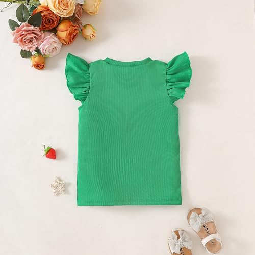 Image of OPAWO Toddler Long Sleeve Shirt Girl Ruffle Sleeve Ribbed Tops Tees Blouses