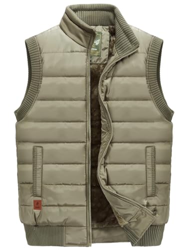 Image of VtuAOL Men's Outerwear Vest for Men Winter Puffer Vests Fleece Lined Outdoor Warm Sleeveless Jackets