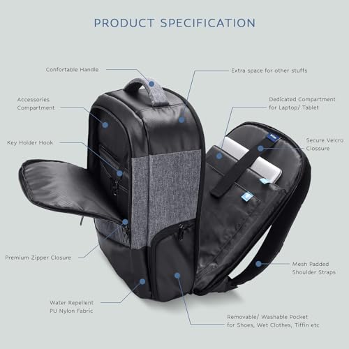 Image of AirCase Laptop bag Anti Theft Backpack for Office College & Travel fits upto 15.6 inch Laptop /Macbook, water resistant, Durable, Multi-Pockets, 180 open (Black)- 1 Yr warranty