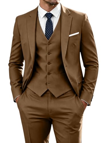 Image of WOMS Men's 3 Piece Suit Slim Fit,Mens Wedding Suit Groom Prom Tuxedo