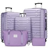 LARVENDER Luggage Sets 5 Piece, Expandable Luggage Suitcase Set Clearance, Suitcases with Wheels, Hardside Hard Shell Luggage with TSA Lock (5pcs Lavender)