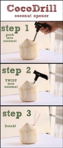 Miniatura 7 de CocoDrill Herramienta abridor de coco + popote reutilizable - Paquete combinado - Beber de acero inoxidable - 1 pajita de metal + limpiador -