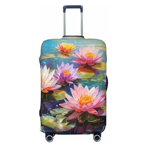 Luggage Cover Protector Lotus Flowers Leaf Art Painting Suitcase Cover With Zipper, Luggage Cover For 22
