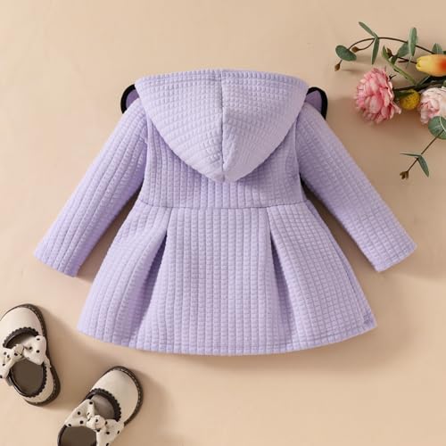 Baby Girls Button Down Hooded Coat Toddler Kids Ruffle Long Sleeve Jacket Fall Winter Outwear 3-24M3
