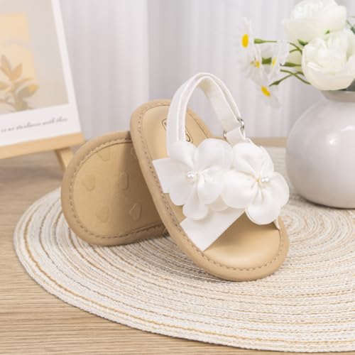 Image of Miamooi Infant Baby Girls Boys Sandals Summer Bowknot Crib Shoes Toddler Pu Leather Flower Soft Rubber Sole Dress Flats First Walker Shoes