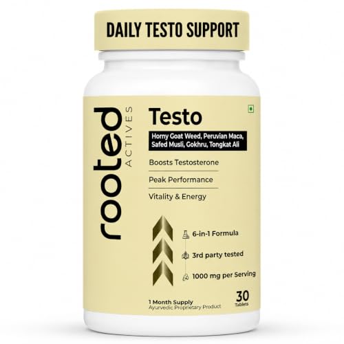Image of Rooted Actives Vitality Blend | Maca Root, Safed Musli, Horny Goat Weed for Energy, Stamina, Endurance & Performance | For Men & Women | High Potency | 30 Tablets