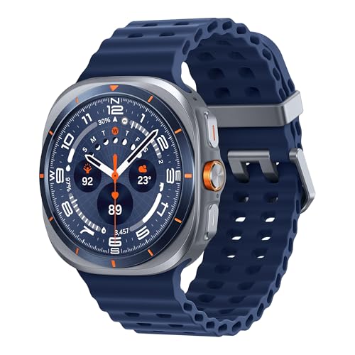 Samsung Galaxy Watch Ultra (2025) AI Smart Watch Marine Band Titanium Casing Cushion Design Quick Button 47mm LTE Titanium Blue 3 Year Extended Warranty (UK Version)