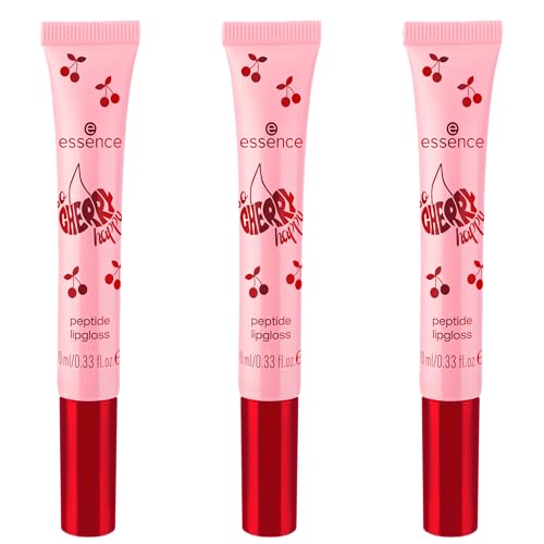 essence SO CHERRY happy peptide lipgloss, Nr. 02, Pink, feuchtigkeitsspendend, glänzend, strahlend frisch, vegan, ohne Parabene, ohne Mikroplastikpartikel, Nanopartikel frei, 3er Pack (3x10ml)