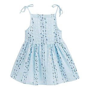 LuckyGirls Fille Robe de Princesse Chic Robe Camisole Ajustable à Bandes Verticales Jupe Bohême Robe de Plage Vetement Bebe Fille