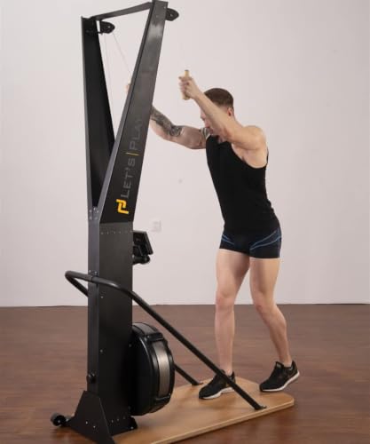 Image of Let's Play Ski Machine, Rowing Machine for Full Body Workout At Home Gym Air Rowing Machine for Exercise with Floor Stand