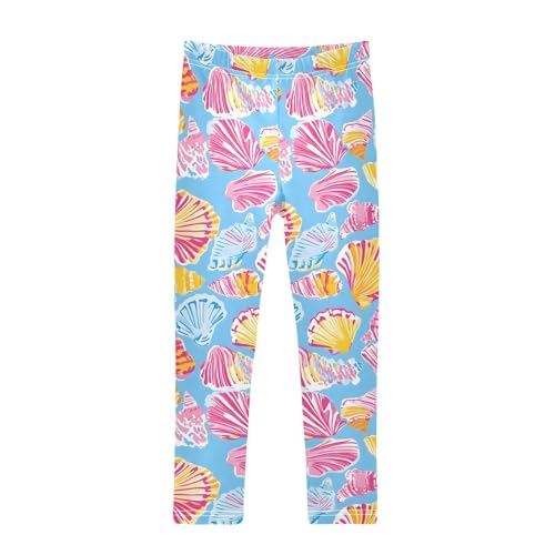 ALAZA Girls' Leggings Children's Yoga Pants Skinny Printed Dance Colorful Shelll Comfortable 4T