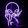 Lucunstar Purple Alien Neon Sign,Purple Neon Sign,LED Sign Alien Neon Signs for Wall Decor,Shop Bar Pub Man Cave,Teen Room,Game Room Decor,Hip Hop Party Neon Sign For Wall Decor,Party Bedroom