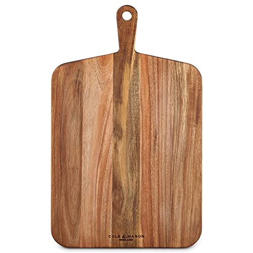 Cole & Mason Barkway Large Chopping Board with Handle, Acacia Wood, Double Sided Wooden Board/Cutting Board/Serving Board - Image 2