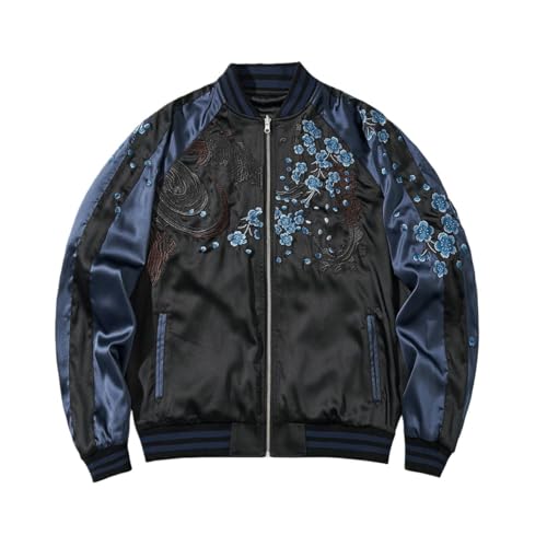 Veste de Baseball Style Chinois à Broderies Coupe Décontractée