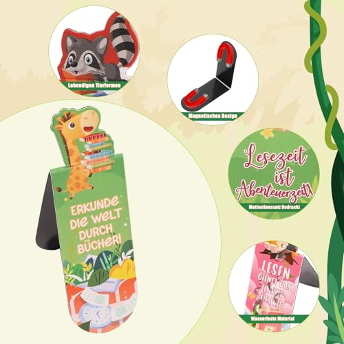 16 Stück Magnetische Lesezeichen, Süsse Tiere Lesezeichen Ostertüten zum Befüllen Gastgeschenke Schultüte Füllung Adventskalender Füllung für Schüler Buchliebhaber