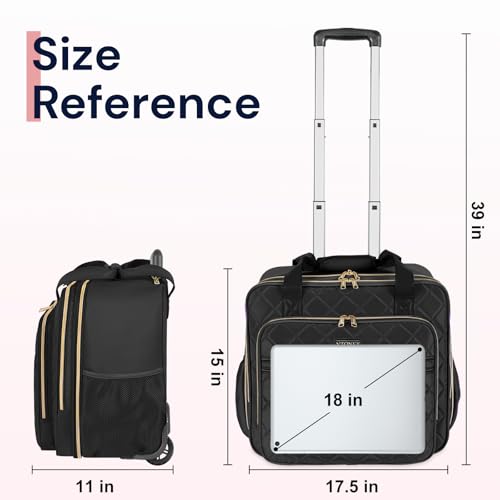 Image of Ytonet Rolling Briefcase for Women, Extra Large Rolling Laptop Bag Fits 18 Inch Laptop, Computer Bag with wheels for Work Travel College Business Overnight Wife Mom Teacher, Black
