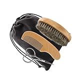 Cabilock Bartpflege Herren Edelstahl bartschere Bartbürste mit Weichen Borsten Bartkamm und Praktischem Aufbewahrungsbeutel für Tägliche Bartpflege und Styling