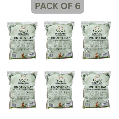 Image of Timothy Hay for Rabbits, Guinea Pigs and Hamsters for All Life Stages | 100% Natural | HIGH Fiber Food (Pack of 6)