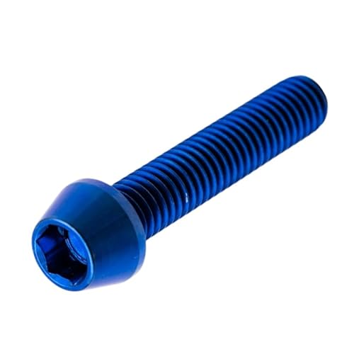 K'sガレージ チタンボルト M6×30 P1.0 ブルー テーパーボルト 全ネジ Gr5 チタン合金 バイク パーツ 自転車 ボルト 軽量