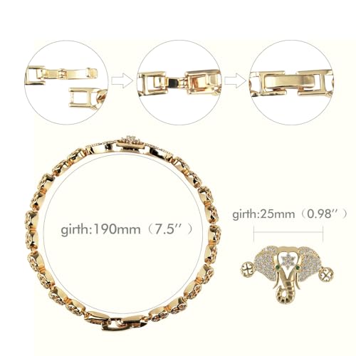 Elephant Element Set Cubic Zirconia Bracelet(Gold)2