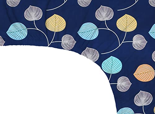 Image of HOMEKART 120 TC Cotton Rich Elastic Corner Fitted Bedsheet with 2 Pillow Covers | Double Bed 72x68+6 Inches | Wrinkle-Free, Super Soft & Breathable Floral Design | Dark Blue