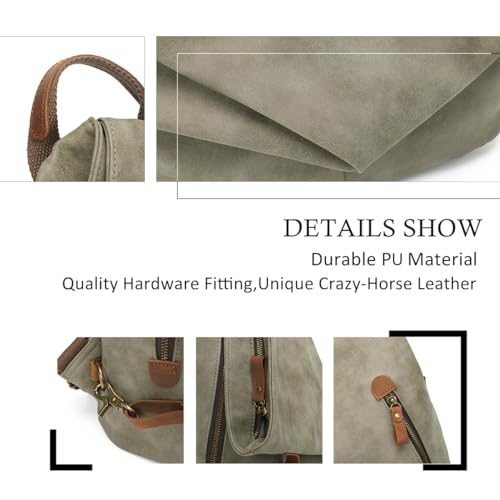Image of KL928 PU Leather Vintage Backpack - Large Casual Daypack Outdoor Travel Rucksack Hiking Backpacks for Men Women