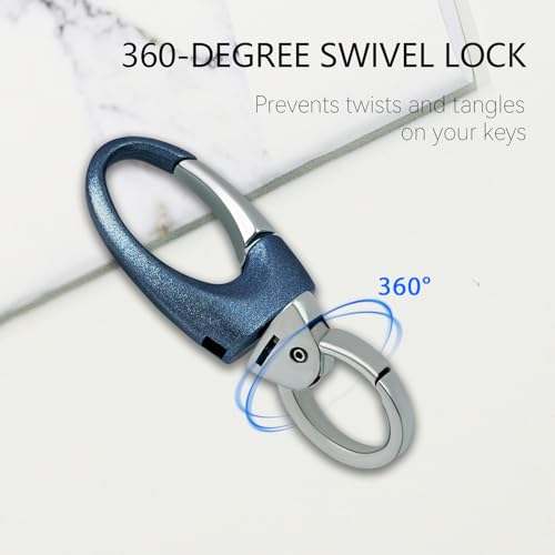 Image of Heavy Duty Keychain with Quick Release Double Carabiner Clip, Key Rings, D Ring, Car Key Holder for Belt Loop